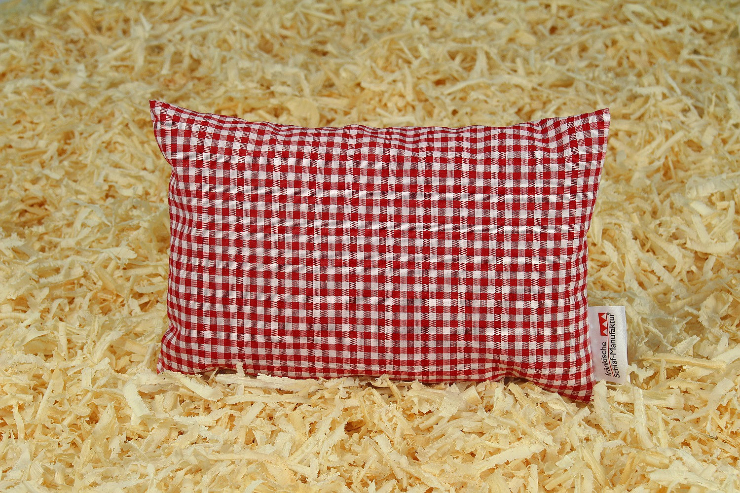 Zirbenkissen 20x30cm, Rot Weiß, Füllung Zirbenspäne Sparundschlaf