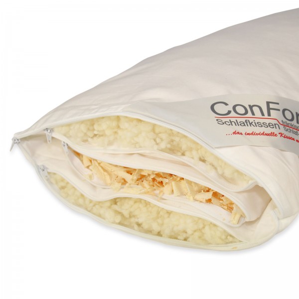 Naturkissen mit Schafwollkügelchen und Zirbenspänen, 40x80cm Nackenstützkissen